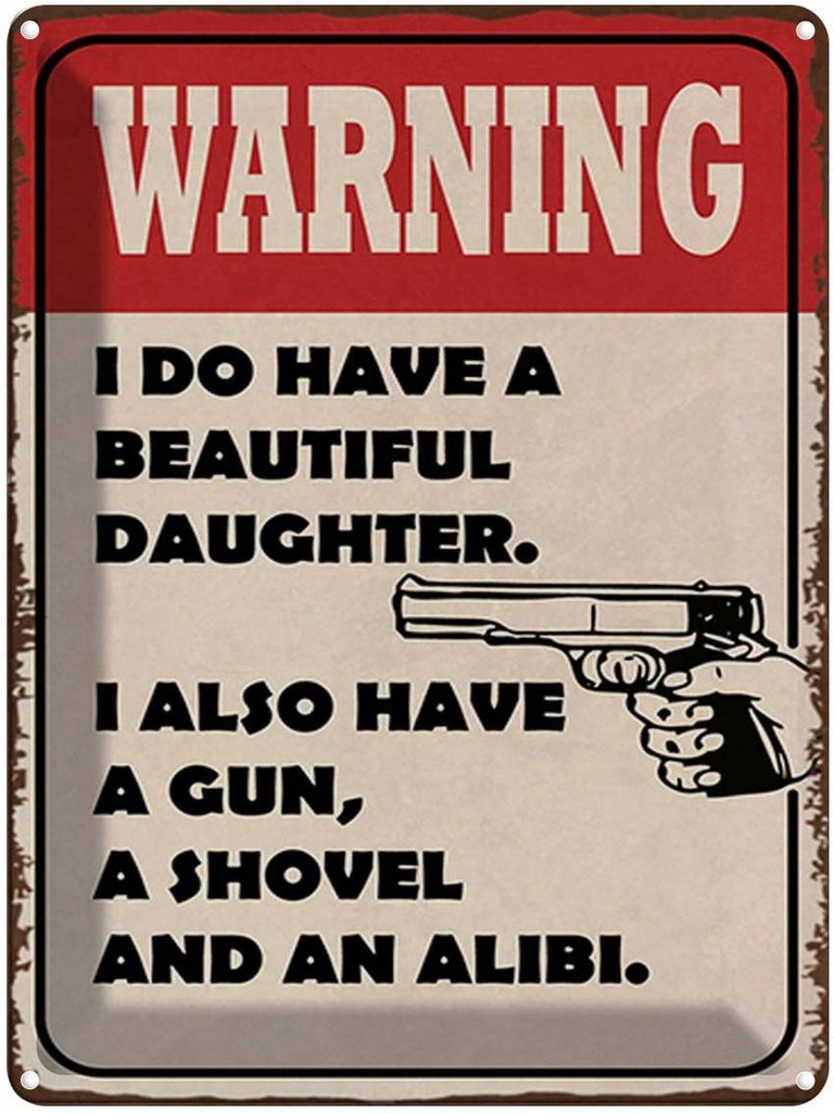 [LA-1792004] Blechschild 40x30 cm warning have beautiful daughter