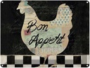 Blechschild 30x40 cm Huhn Hühner Bon Appetit Eier