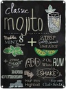 Blechschild 40x30 cm Rezept classic mojito white Rum Soda