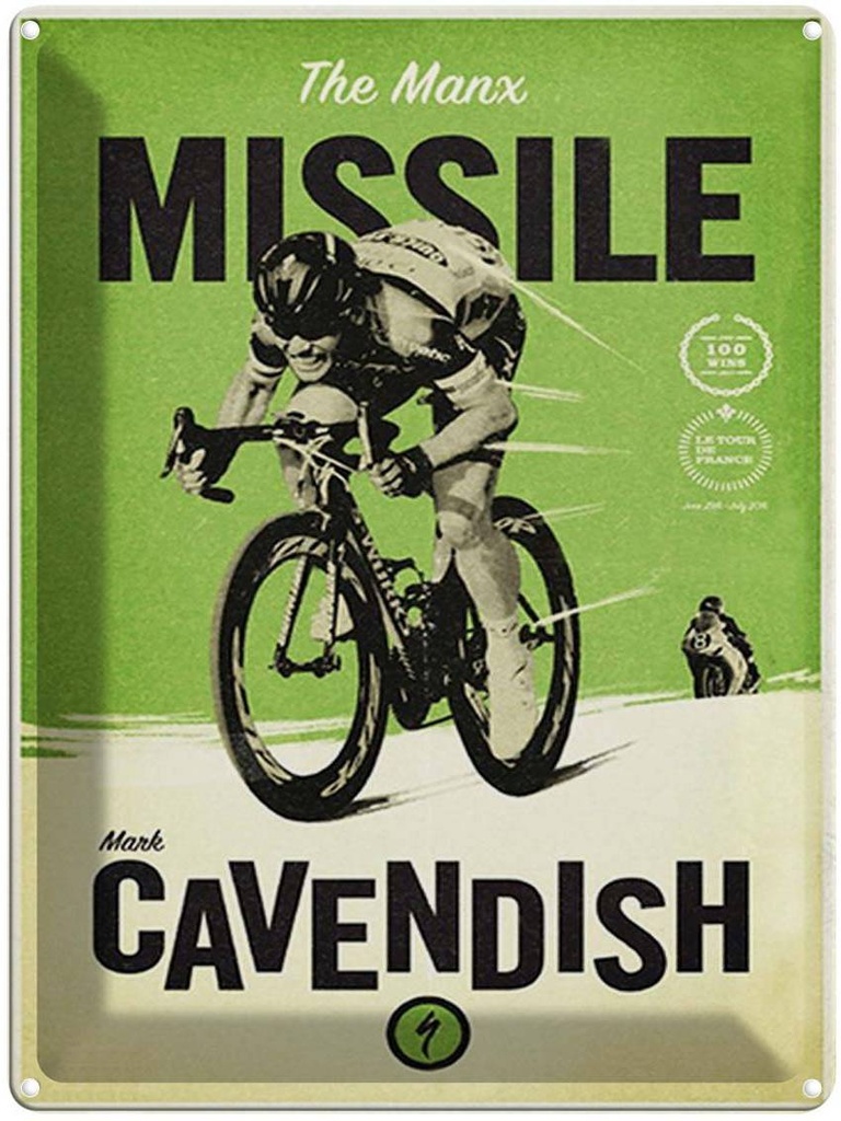 [LA-1792027] Blechschild 40x30 cm Fahrrad the Manx missile Mark Cavendish