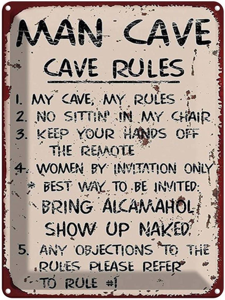 [LA-1792039] Blechschild 40x30 cm Man cave my cave my rules