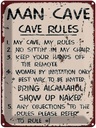 Blechschild 40x30 cm Man cave my cave my rules