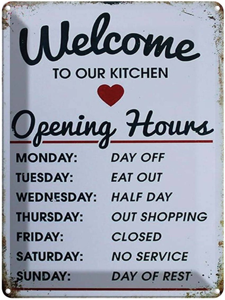 [LA-1792052] Blechschild 40x30 cm welcome to our Kitchen Opening