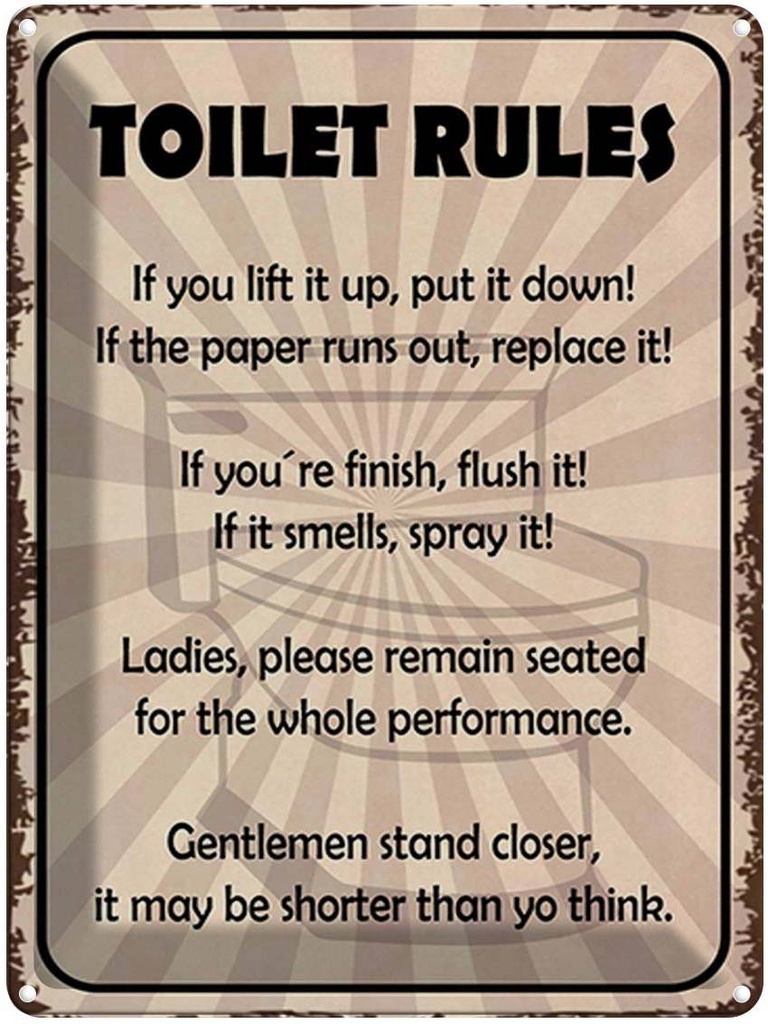 [LA-1792055] Blechschild 40x30 cm Toilet Rules if you lift it up