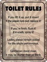 Blechschild 40x30 cm Toilet Rules if you lift it up