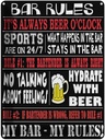 Blechschild 40x30 cm Bar rules Bier my bar my rules