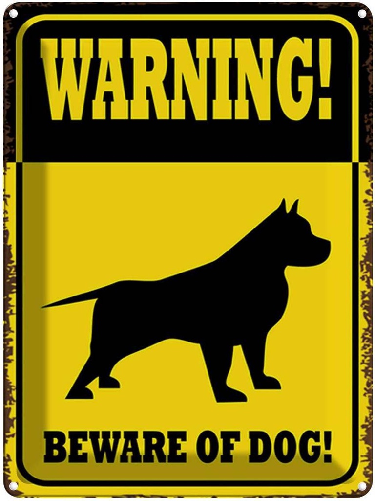 [LA-1792057] Blechschild 40x30 cm Hund Warning beware of dog