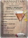 Blechschild 40x30 cm Alkohol Manhattan Equipment ingredients