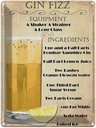 Blechschild 40x30 cm Alkohol Gin Fizz Equipment ingredients