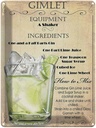 Blechschild 40x30 cm Alkohol Gimlet Equipment ingredients