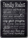 Blechschild 40x30 cm Family Rules say please