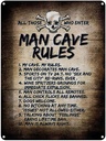Blechschild 40x30 cm man cave rules Totenkopf