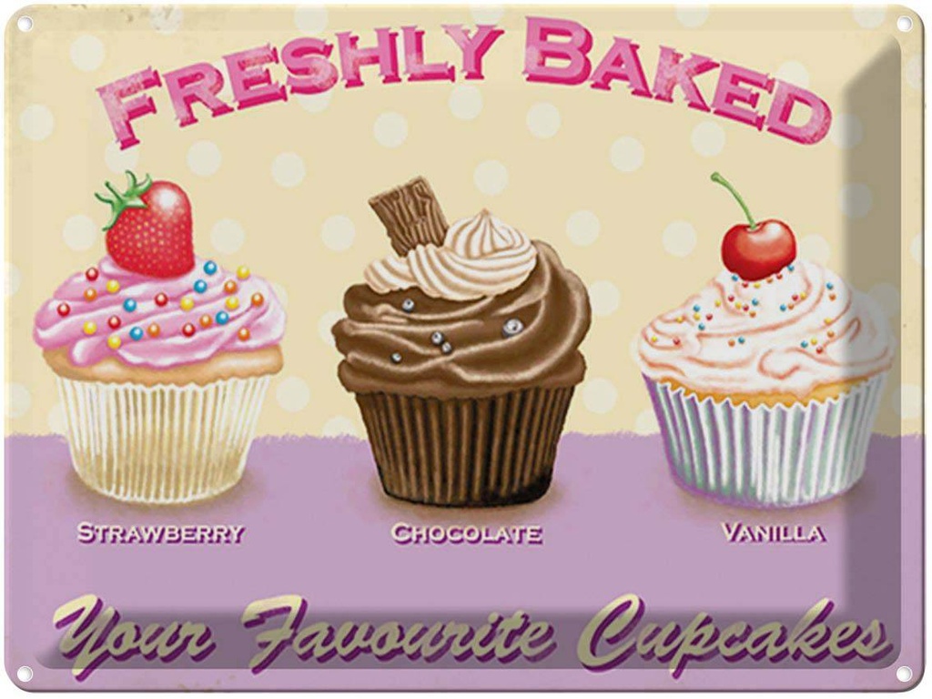 [LA-1792081] Blechschild 30x40 cm baked your favourite cupcakes