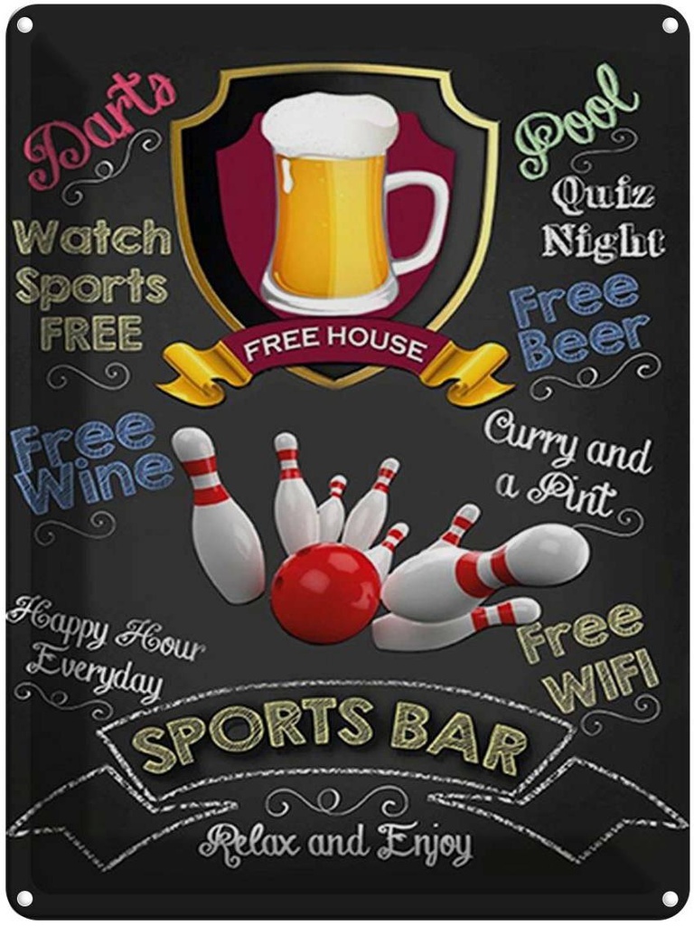 [LA-1792087] Blechschild 40x30 cm sports bar Beer relax and enjoy