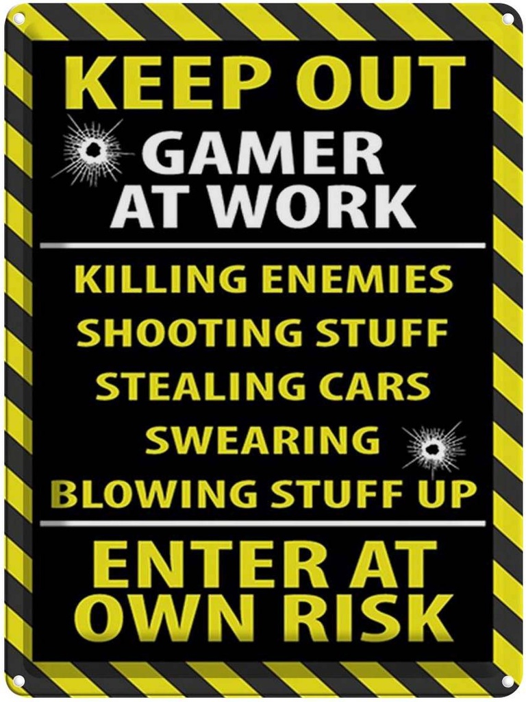 [LA-1792093] Blechschild 40x30 cm keep out gamer at work own risk