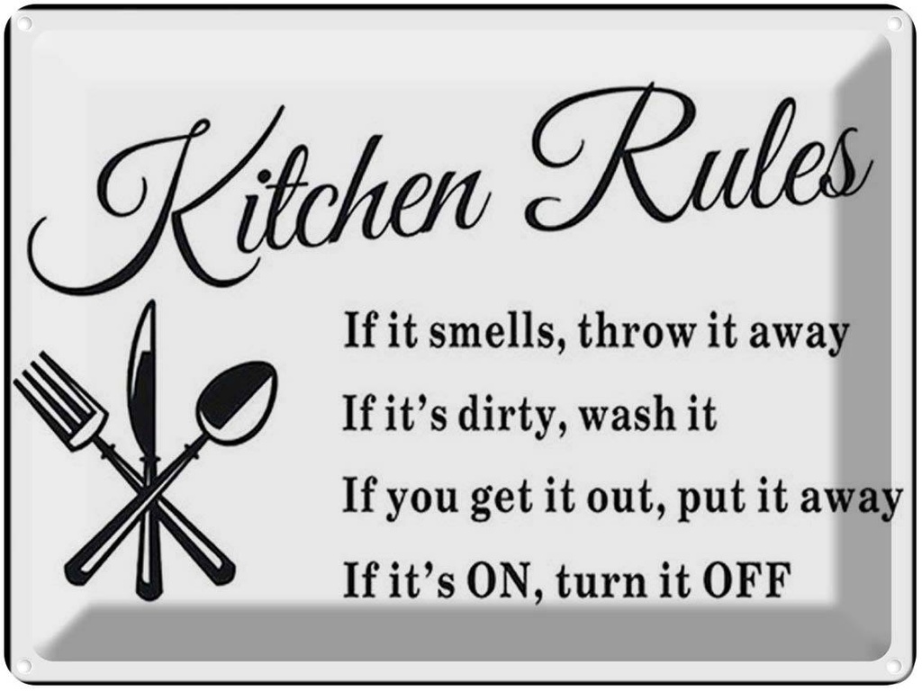 [LA-1792095] Blechschild 30x40 cm Kitchen Rules Küche Regeln