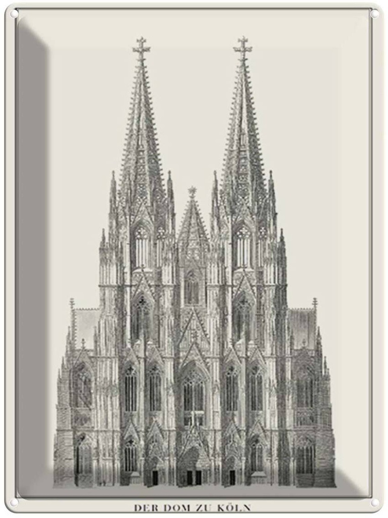 [LA-1792105] Blechschild 40x30 cm Zeichnung der Dom zu Köln Kölner Abenteuer Reisen Urlaub