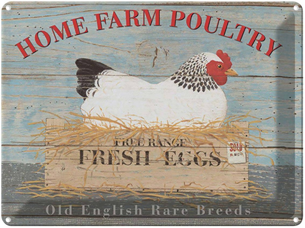 [LA-1792112] Blechschild 30x40 cm Home farm poultry fresh eggs
