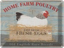 Blechschild 30x40 cm Home farm poultry fresh eggs