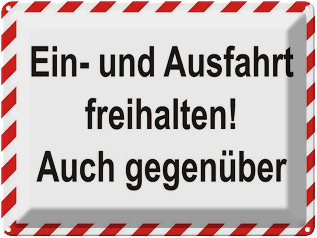 [LA-1792115] Blechschild 30x40 cm Parken Ein-und Ausfahrt freihalten Warnschild Hinweisschild Sicherheit Vorsicht