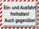 Blechschild 30x40 cm Parken Ein-und Ausfahrt freihalten Warnschild Hinweisschild Sicherheit Vorsicht