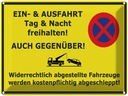 Blechschild 30x40 cm Parken Ein- Ausfahrt Tag Nacht frei Warnschild Hinweisschild Sicherheit Vorsicht