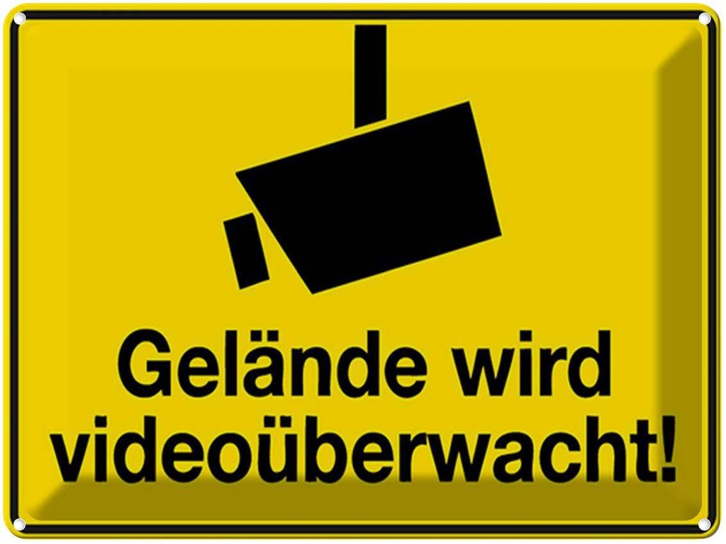 [LA-1792120] Blechschild 30x40 cm Gelände wird videoüberwacht Warnschild Hinweisschild Sicherheit Vorsicht