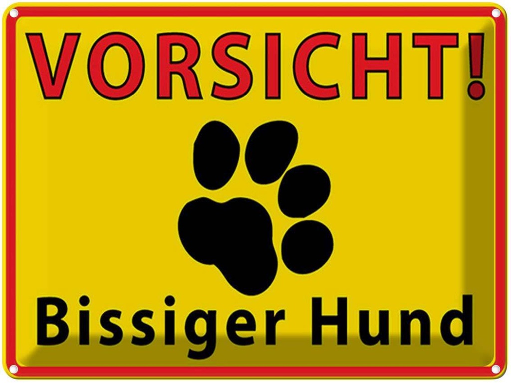 [LA-1792121] Blechschild 30x40 cm Tiere Vorsicht bissiger Hund Warnschild Hinweisschild Sicherheit