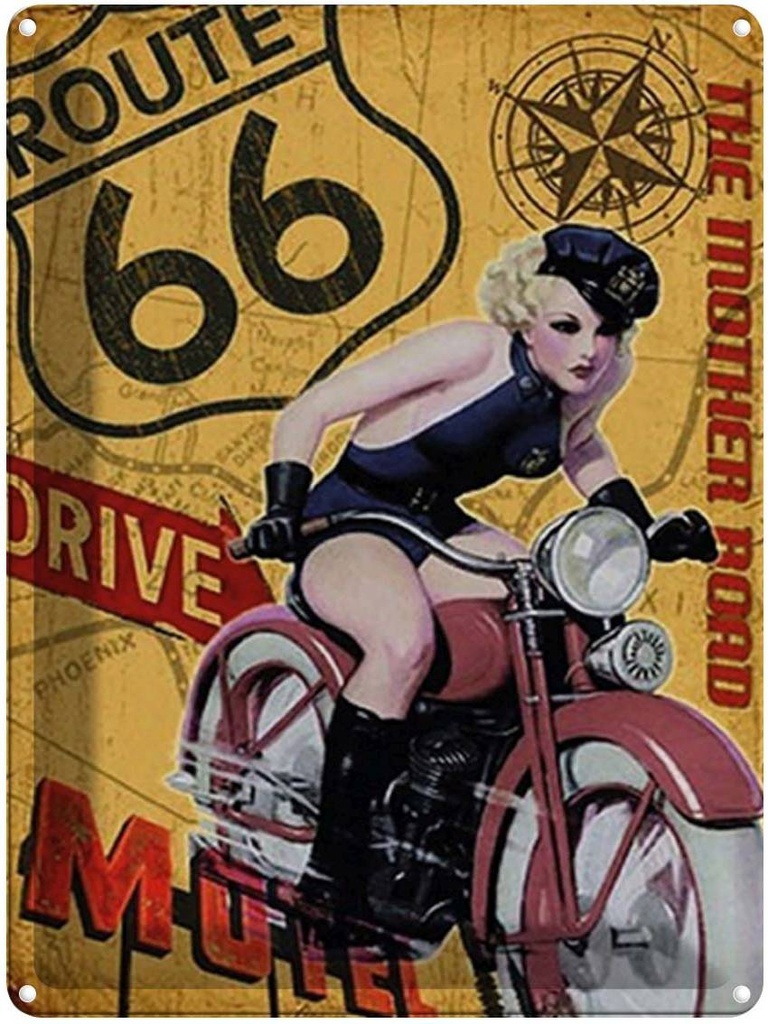 [LA-1792126] Blechschild 40x30 cm Pin Up Route 66 the mother road Motel