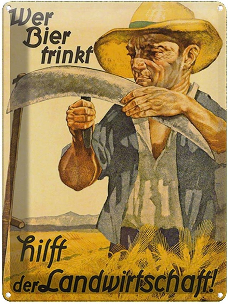 [LA-1792132] Blechschild 40x30 cm wer Bier trinkt Landwirtschaft Spruch Zitat