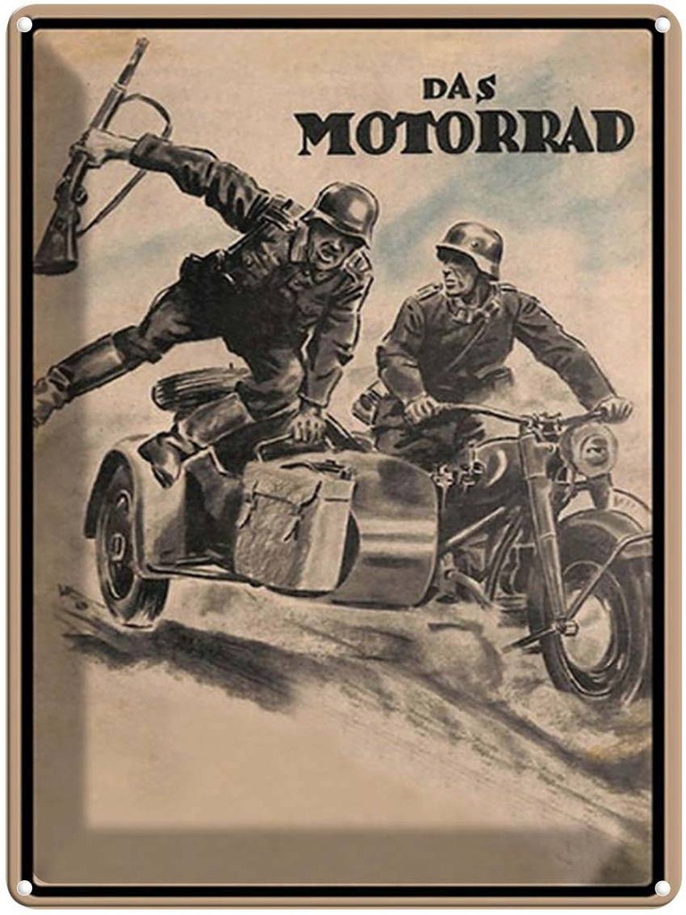 [LA-1792136] Blechschild 40x30 cm Retro das Motorrad Soldaten