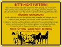 Blechschild 30x40 cm Tiere bitte nicht füttern Pferde Weide Warnschild Hinweisschild Sicherheit Vorsicht