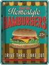 Blechschild 40x30 cm Essen Hamburgers enjoy our Homestyle