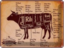 Blechschild 30x40 cm Metzger Beef cuts Organic Metzgerei
