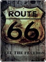 Blechschild 40x30 cm Retro route 66 feel the freedom