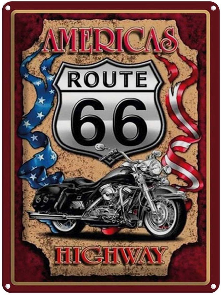 [LA-1792151] Blechschild 40x30 cm Motorrad Americas Route 66 highway