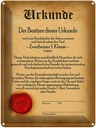 Blechschild 40x30 cm Hunde Urkunde Zweibeiner 1. Klasse Hund
