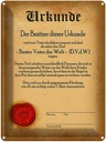Blechschild 40x30 cm Vater Urkunde bester der Welt Spruch Zitat