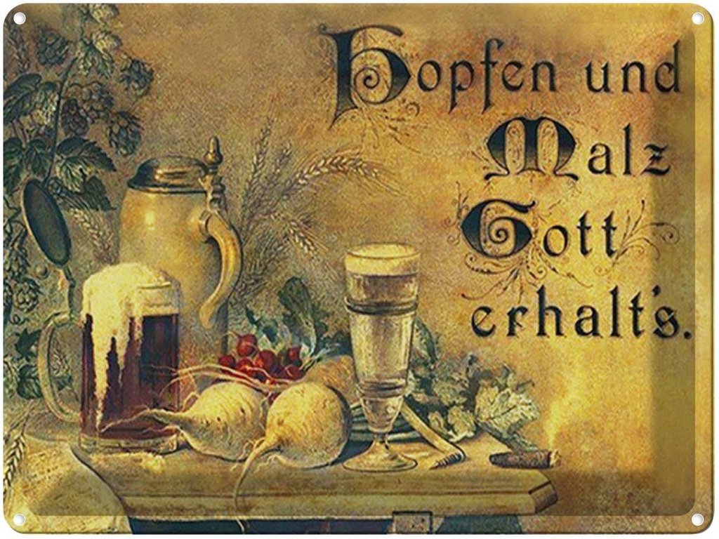 [LA-1792160] Blechschild 30x40 cm Hopfen und Malz Gott erhalt´s Spruch Zitat