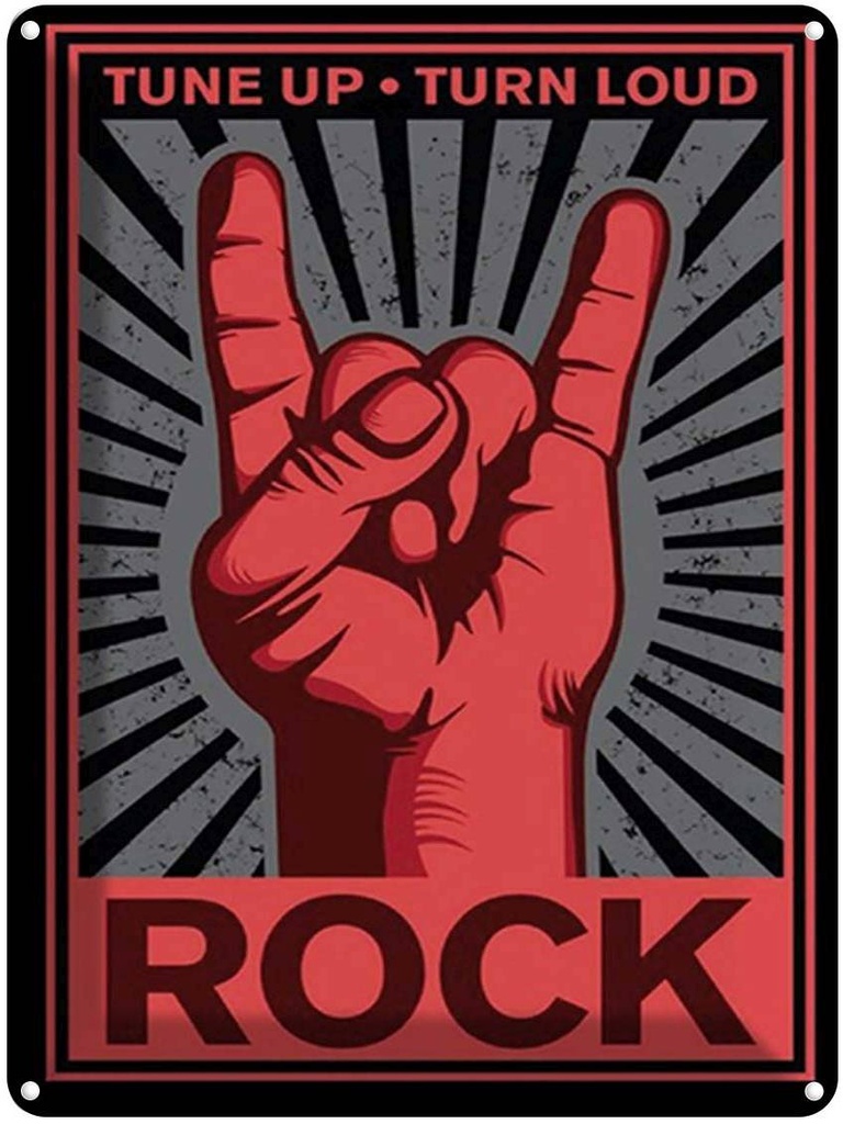 [LA-1792163] Blechschild 40x30 cm Rock tune up turn loud
