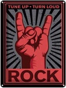Blechschild 40x30 cm Rock tune up turn loud