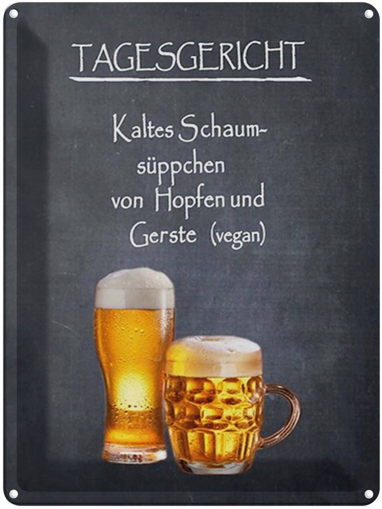 [LA-1792164] Blechschild 40x30 cm Bier Tagesgericht Schaum-Süppchen kalt Witz Humor Lustig Spaß