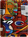 Blechschild 40x30 cm Musik Instrumente Gitarre Piano Bildmotiv