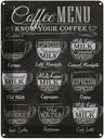 Blechschild 40x30 cm Kaffee Coffee Menu Espresso Latte Flat