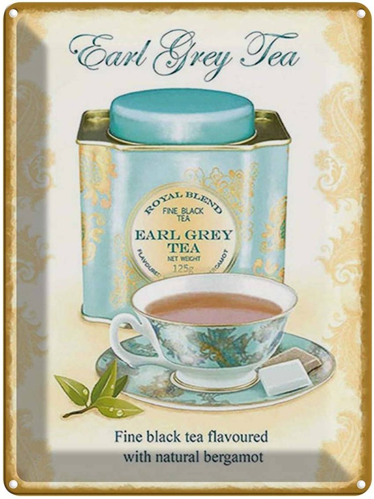 [LA-1792181] Blechschild 40x30 cm Tee Earl grey Tea black tea bergamot