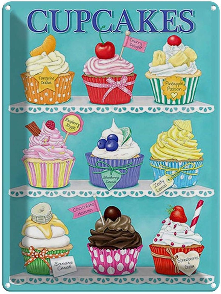 [LA-1792185] Blechschild 40x30 cm Cupcakes Cherry Chocolate banana cream