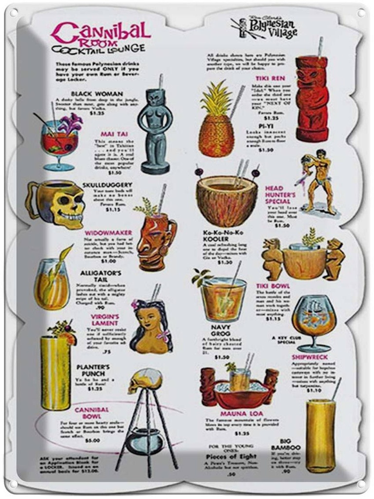 [LA-1792187] Blechschild 40x30 cm Alkohol Cocktail lounge cannibal room