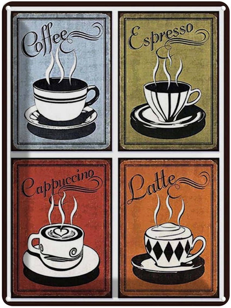 [LA-1792188] Blechschild 40x30 cm Kaffee Coffee Espresso Cappuccino Latte