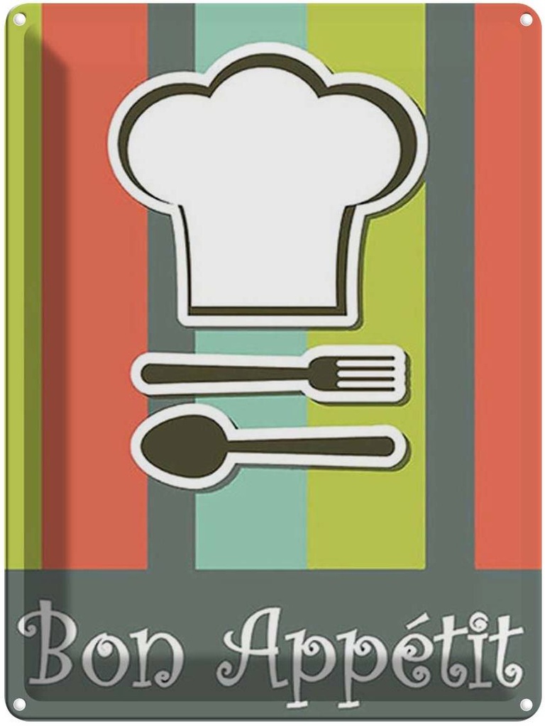 [LA-1792189] Blechschild 40x30 cm Essen bon Appetit Restaurant
