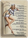Blechschild 40x30 cm Pin Up Happy Hour Cocktails Mojito